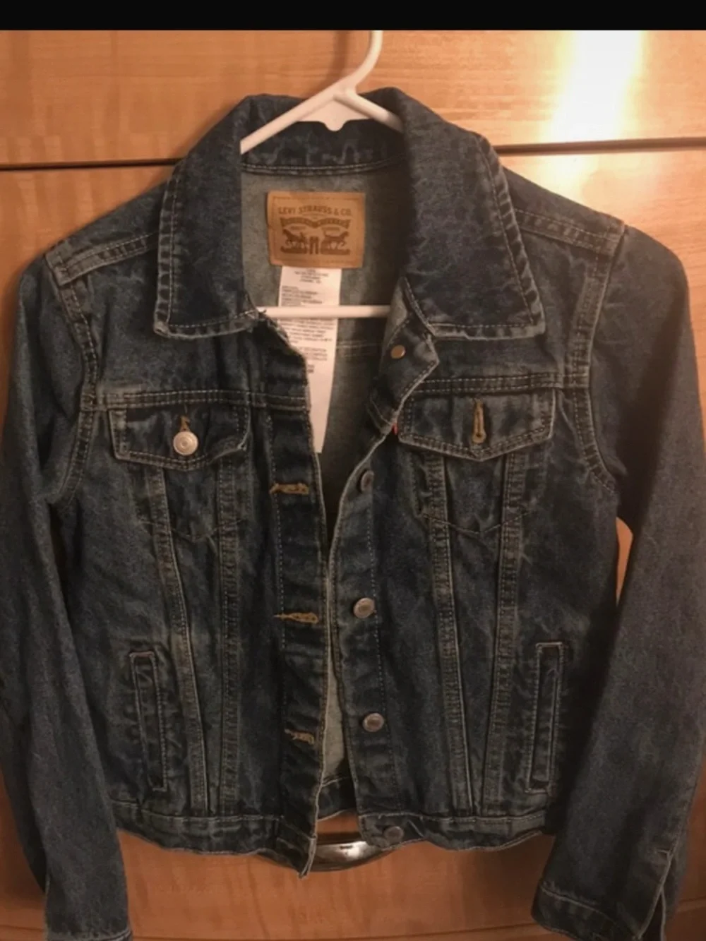 VCG-Levi's Classic Denim Trucker Jacket Kids Size L Dark Wash Jean Jacket Unisex